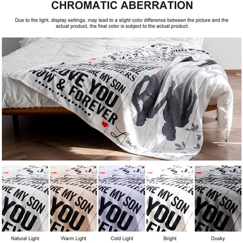 Gifts for Son from Mom Fathers Day Birthday Gifts to My Son Blanket Boys Christmas Valentines Day Gifts for Him Love Son Letters Printed Soft Flannel Fleece Blanket for Bed Couch 60" x 50"