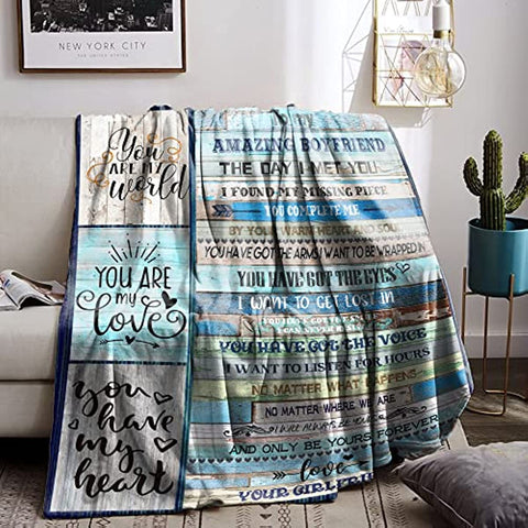 Blanket for Boyfriend, Boyfriend Gifts from Girlfriend, Anniversary Birthday Valentines Gifts for Boyfriend, to My Boyfriend Blanket Soft Warm Flannel Boyfriend Blanket 50"x60"
