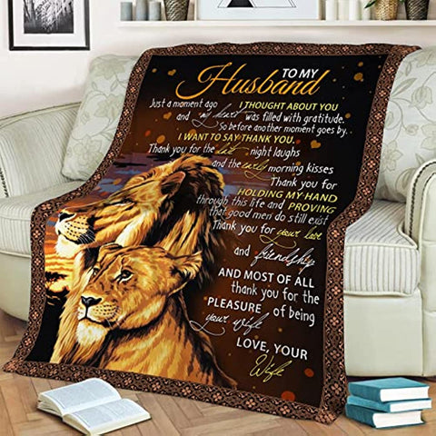 Gift to My Husband Gifts from Wife Super Soft Flannel Fleece Throws Lightweight Warm Blankets Romantic Gifts for Him Husband for Wedding Birthday Anniversary Valentines Day Fathers day 60"x50"