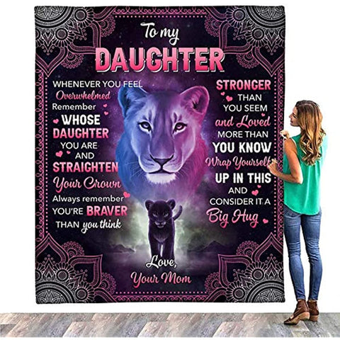 to My Daughter Blanket from Mom Fleece Blanket Letter Daughter Christmas Birthday Gift Personalized Custom Gifts for Daughter Adult(A-50 * 60IN)