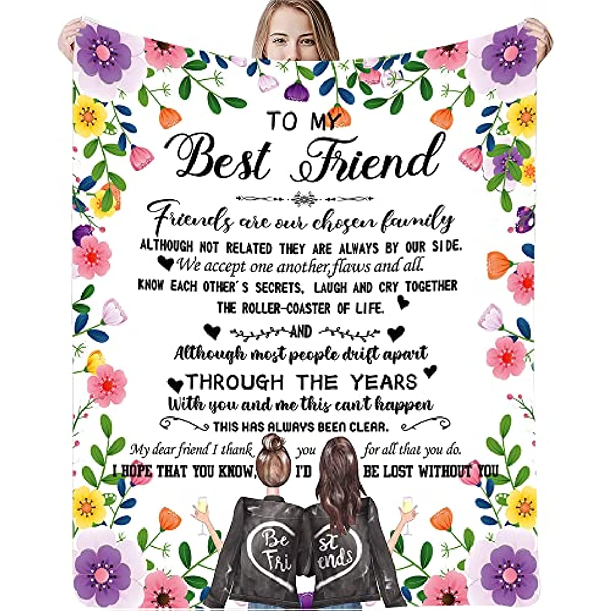 To My Best Friend Blanket, Soft Fuzzy Flannel Blanket, Friendship for Women, Teen Girls, Besties, BFF, Sister, Birthday Gift Throw Blanket (50"x60")