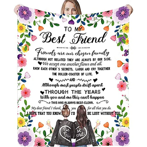 To My Best Friend Blanket, Soft Fuzzy Flannel Blanket, Friendship for Women, Teen Girls, Besties, BFF, Sister, Birthday Gift Throw Blanket (50"x60")