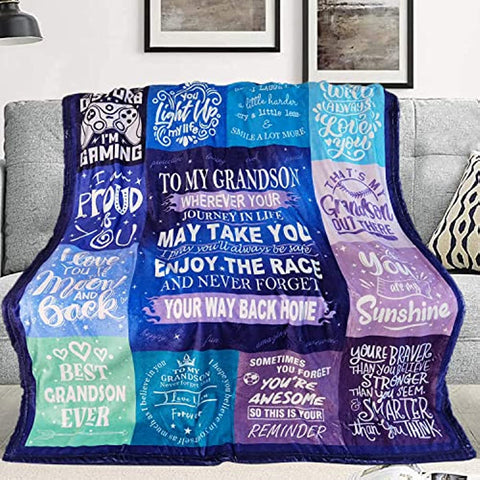 Grandson Gifts from Grandma, to My Grandson Blanket from Grandma, Birthday Gifts for Grandson, Grandson Graduation Gifts Ideas, Gifts for Grandson Soft Flannel Throw Blankets 50''x60''