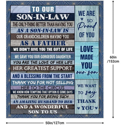 To Son in Law Gift Blanket Birthday Gift Ideal for Son-in-Law Throw from Mother in Law Blankets Soft Warm 50" X 60"