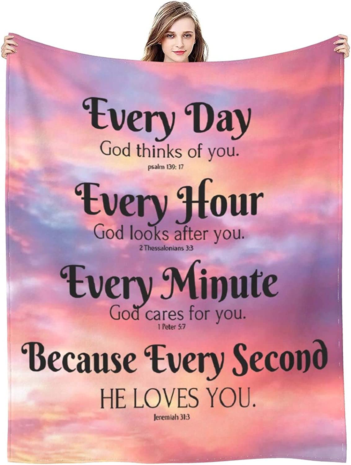 Bible Blanket Christian Gifts for Women, Religious Blanket with Inspirational Verse Thoughts and Prayers-Scripture Blanket Catholic Gifts Birthday Gifts Spiritual Gifts for Women