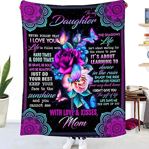 Daughter Blankets from Moms Daughter Birthday Gifts My Daughter Blanket Soft Fuzzy Bed Throws Blankets Presents for Christmas Birthday Thanksgiving Day 60x80 Inch