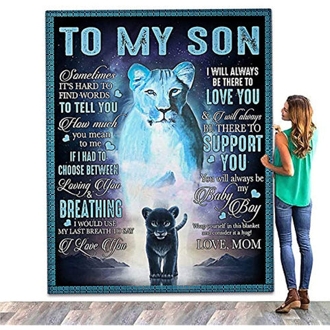 Gift for Son, to My Son Blanket Letter Printed Quilts Personalized Air Mail Blanket from Mom（50*60）
