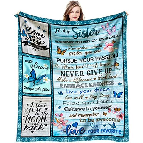 Sister Mothers Day Birthday Gifts from Sister Blanket, Sisters Gifts from Sister, Best Gifts for Sister from Sisters, Gift for Sister from Brother, Sister Gift Ideas Throw Blanket 60 x 50 inch