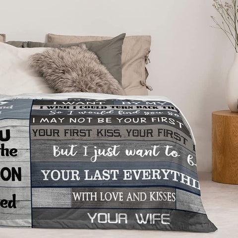 Gift for Him/Husband/Men,Husband Birthday Gift, Fathers Day Anniversary Valentines Gifts for Husband, Husband Gifts from Wife, Romantic Presents I Love You Gifts Blanket 60''x50''