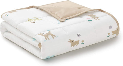 Cooling Bamboo & Cozy Velvet Dual-Sided Duvet for Weighted Blankets (80''x87'') - Blue Grey Print