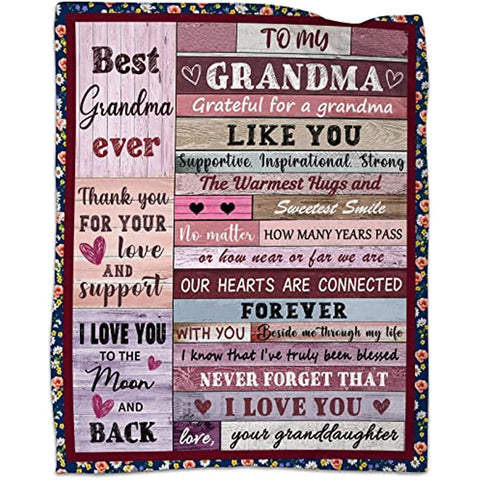 Grandma Gifts Blankets from Granddaughter Mothers Day Blanket Gifts for Grandma Birthday Gifts for Grandma Christmas Thanksgiving Gifts Ideas Throw Blankets 50"x60"