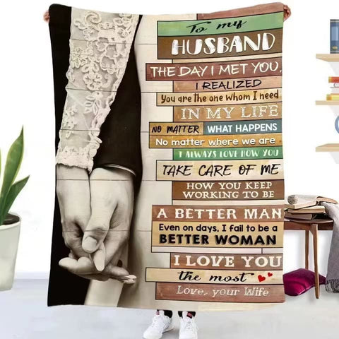 Valentines Day Gifts for Girlfriend Women I Love You Letters Blanket with Card, Birthday Present for Girl Friend Soft Fleece Throw Blanket 50”x 60”