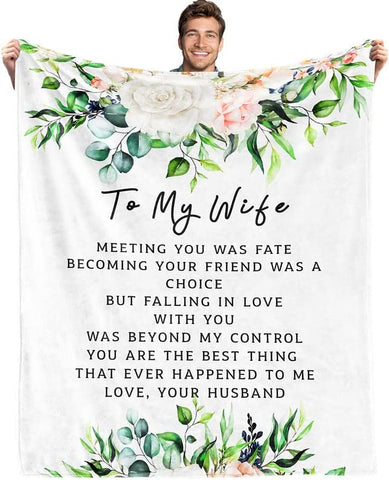 Birthday Gifts for Husband from Wife, Romantic Husband Birthday Gift from Wife to My Husband Flannel Blanket Christmas Anniversary Valentines Gifts for Husband from Wife Soft Throw Blanket 60"*50"