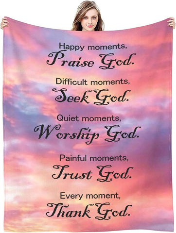 Bible Blanket Christian Gifts for Women, Religious Blanket with Inspirational Verse Thoughts and Prayers-Scripture Blanket Catholic Gifts Birthday Gifts Spiritual Gifts for Women