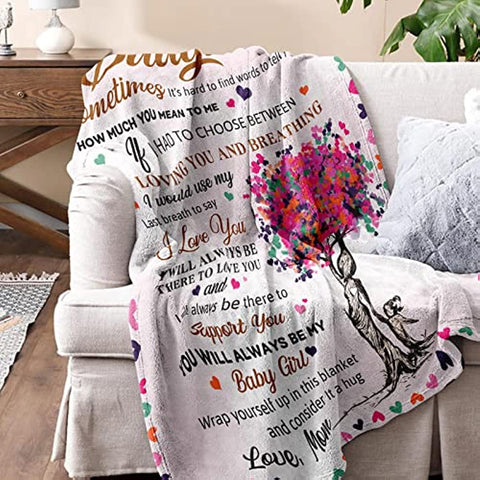 Daughter Gift from Mom, Daughter Gifts Blanket, Happy Birthday Gifts for Daughter Adult, to My Daughter Blanket Gift, Best Graduation Gifts Ideas for Daughter Unique Throw Blanket 50''x60''