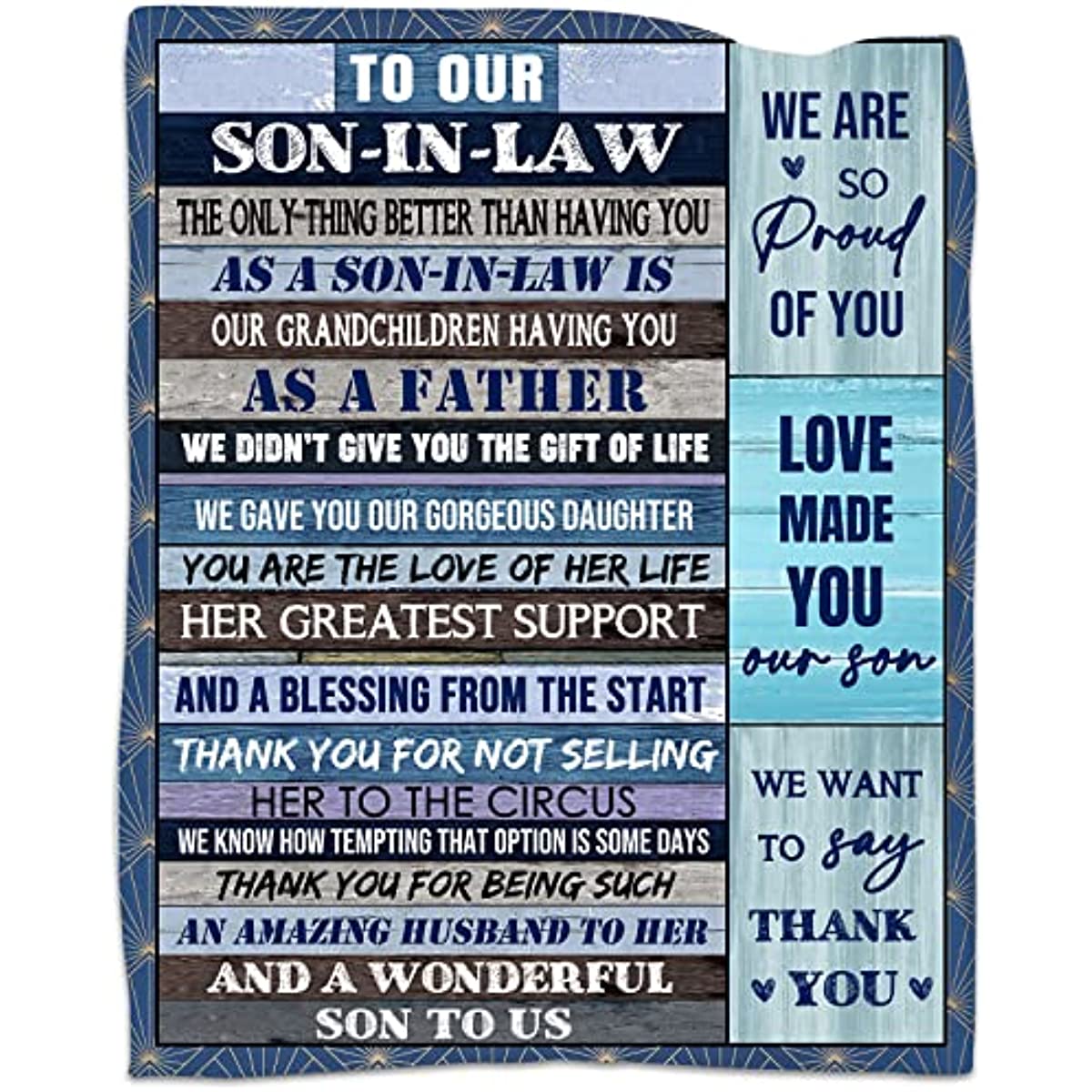 To Son in Law Gift Blanket Birthday Gift Ideal for Son-in-Law Throw from Mother in Law Blankets Soft Warm 50" X 60"