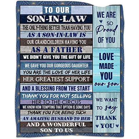 To Son in Law Gift Blanket Birthday Gift Ideal for Son-in-Law Throw from Mother in Law Blankets Soft Warm 50" X 60"