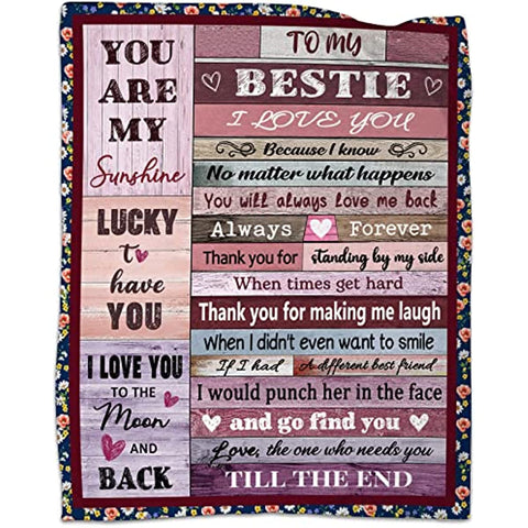 to My Best Friends Blanket Love Quilt for Bestie Blanket Positive Encourage and Love Flannel Blanket Birthday Thanksgiving 50"x60"