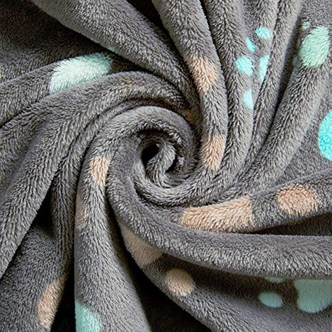 Super Soft and Premium Fuzzy Flannel Fleece Pet Dog Blanket, The Cute Print Design Washable Fluffy Blanket for Puppy Cat Kitten Indoor or Outdoor, Grey, 31 x 24 Inches
