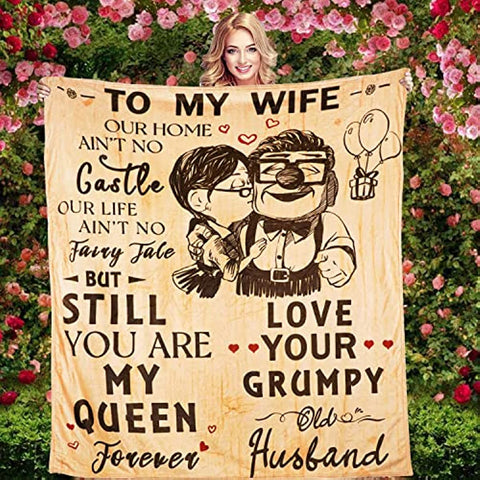 To My Wife Blanket for Wife Birthday Gifts from Husband Romantic I Love You Gifts for Her Christmas Wedding Valentine's Mother's Day Blanket Travel Blanket 50" x 60"