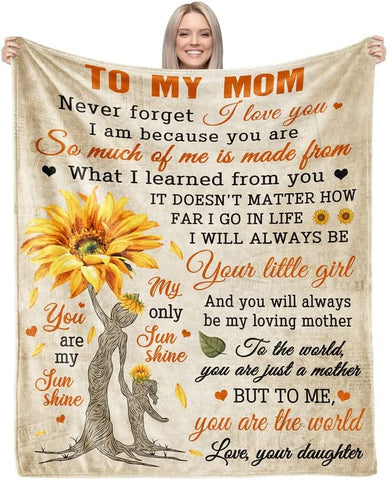 Gifts for Mom from Son, Romantic Mom Birthday Gifts from Son to My Mom Flannel Blanket for Mom from Son Mother Day Birthday Presents for Mom Soft Throw Blanket 60"*50"
