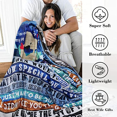 Gifts for Wife, to My Wife Blanket 50" x 60", Romantic Gifts for Wife, Gift for Wife from Husband, Soft Throw Blanket for Wife Birthday Wedding Valentine's Mother's Day Christmas