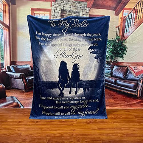 Fleece Blanket to My Sister Best Friend Bestie Printed Quilts Blanket Positive Encourage Flannel Blanket Gifts (40 * 50 inch,2)