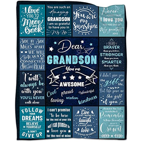 Grandson Gifts from Grandma - To My Grandson Blanket - Gifts for My Grandson from Grandma and Grandpa - Birthday Valentines Day Gifts for Grandson - Grandson Blanket from Grandparents 50''x60''