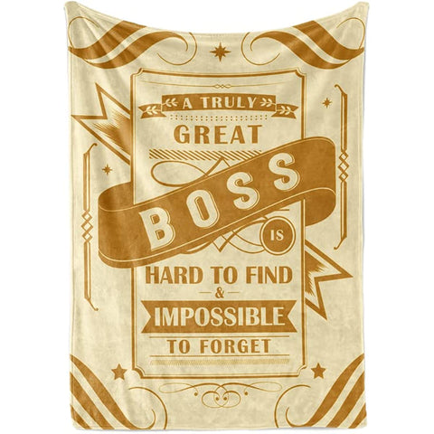 Boss Gifts from Employees, Boss Lady Bed Flannel Plush Throw Blankets (50"x 65") Office Gift for Men/Women in Boss Day, Birthday, Christmas, Appreciation, Retirement, Amazing Boss-Beige