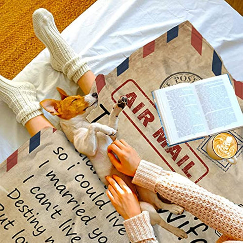 Wife Gifts Blanket, My from Husband, to Blanket Letter Personalized for Her Wedding Anniversary Romantic Throw Husband,Birthday Letter to Wife Blanket Large (60x80 inches)