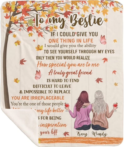 Best Friend Blanket Custom Name - Customized to My Bestie I Love You Throw. Personalized Birthday Friendship Gift for Women, Teen Girls, Besties, Sister - Long Distance BFF Gift (Pink, Fleece)