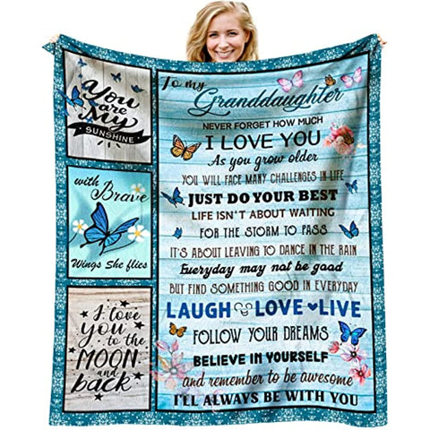 to My Granddaughter Blanket for Mothers Day - Granddaughter Gifts from Grandma - Birthday Gifts for Granddaughter - Grandaughter Gift Cozy & Soft Flannel Throw Blanket 60 x 50 inch