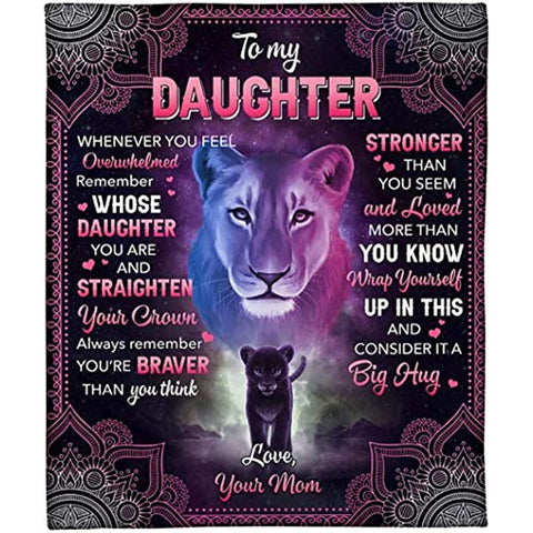 to My Daughter Blanket from Mom Fleece Blanket Letter Daughter Christmas Birthday Gift Personalized Custom Gifts for Daughter Adult(A-50 * 60IN)