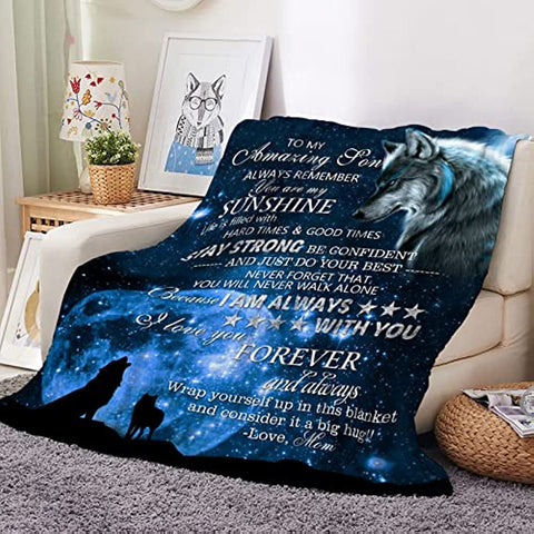 Son Gifts Blanket 60"X 50" - To My Son - Son Gifts From Mom/Dad - Funny Gifts For Son Blanket - Best Birthday Gift Ideas For Son - Gifts For Grown Son - Son Gift From Mother Or Father Blankets