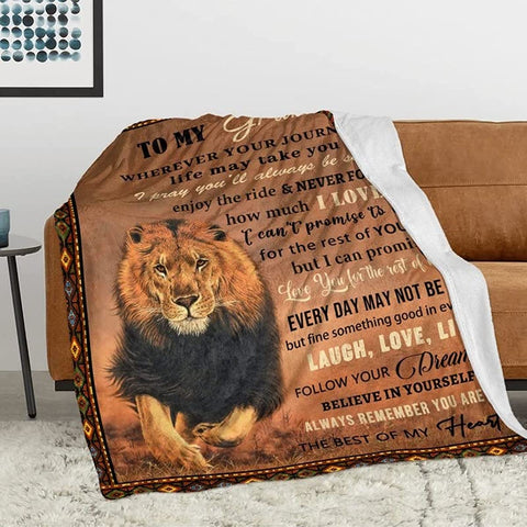 Grandson Gifts Blanket from Grandma Grandpa Birthday Gifts for Grandson Throw Blankets to Grandson from Grandparents Thanksgiving Valentines Day Graduation Gifts 50"x60"