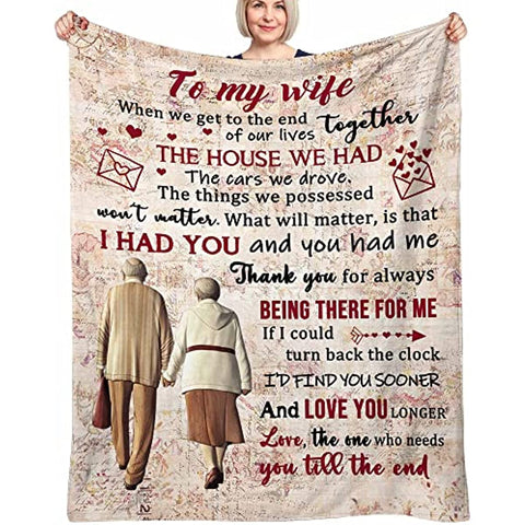 To My Wife Blanket from Husband Valentines Day Gifts for Her Throw Blanket Anniversary Birthday Gifrs for My Wife Romantic Gifts for Her 50''x60'' Blanket for Wife