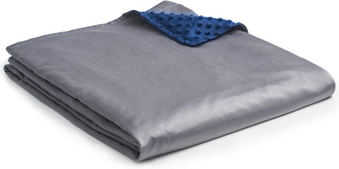 Cooling Bamboo & Cozy Velvet Dual-Sided Duvet for Weighted Blankets (80''x87'') - Blue Grey Print