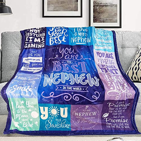 Gifts for Nephew Blanket 50"x60", Nephew Gifts, Birthday Gifts for Nephew, Nephew Gifts from Auntie, Nephew Graduation Gift, Ultra-Soft Flannel Throw Blanket for Nephew