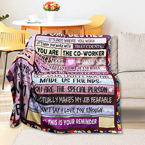 To My Coworkers Work Bestie Gifts Blanket Coworkers Bestie Blanket Soft Flannel Friendship Blanket for Coworkers Work Bestie Best Friends Birthday Blanket Gifts for Coworkers Best Themed Gifts