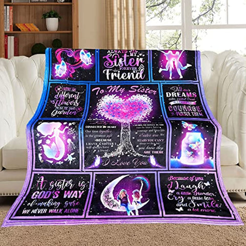 Sister Birthday Gifts from Sister, Sister Gifts, Sister Blanket 60"x50", Sister Gifts from Sister, Birthday Gifts for Sister, Gifts for Sister Throw Blanket