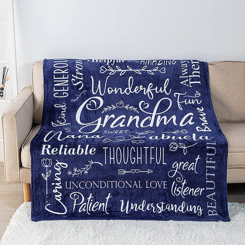 Wonderful Grandma Throw Blanket | Best Grandma Gifts | Wrap Your Grandmother with Love and Inspirational Words | Comfort Grandma Blanket Mothers Day Birthday Gifts for Grandma