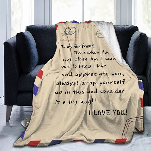 Fleece Blanket to My Daughter Letter Printed Quilts Mom for Daughter's Air Mail Blanket Positive Encourage and Love Daughter's Flannel Blanket Gifts (40 * 50 inch,22)