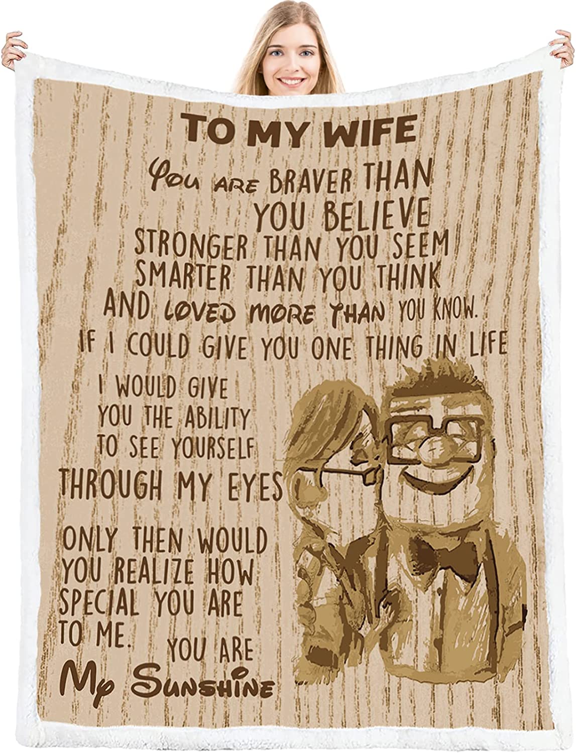 To My Wife Blanket,Birthday Gifts for Wife,Wife Birthday Gift Ideas,Birthday Presents for The Wife, for Her,Birthday Gift for Wife,Wife Gifts from Husband 50x60