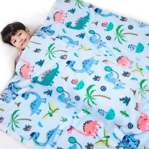Dinosaur Blanket for Boys, Kids Dinosaur Throw Blanket for Boys and Girls, Fluffy Cozy Dinosaur Fleece Blanket with Vibrant Colors and Cute Design, Soft and Warm Throw Blanket - 50x60 Inches