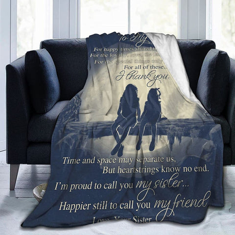 Fleece Blanket to My Sister Best Friend Bestie Printed Quilts Blanket Positive Encourage Flannel Blanket Gifts (40 * 50 inch,2)