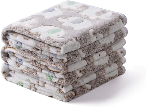 1 Pack 3 Blankets Super Soft Fluffy Premium Cute Elephant Pattern Pet Blanket Flannel Throw for Dog Puppy Cat Blue/Pink/Yellow Small(23x16 inch)