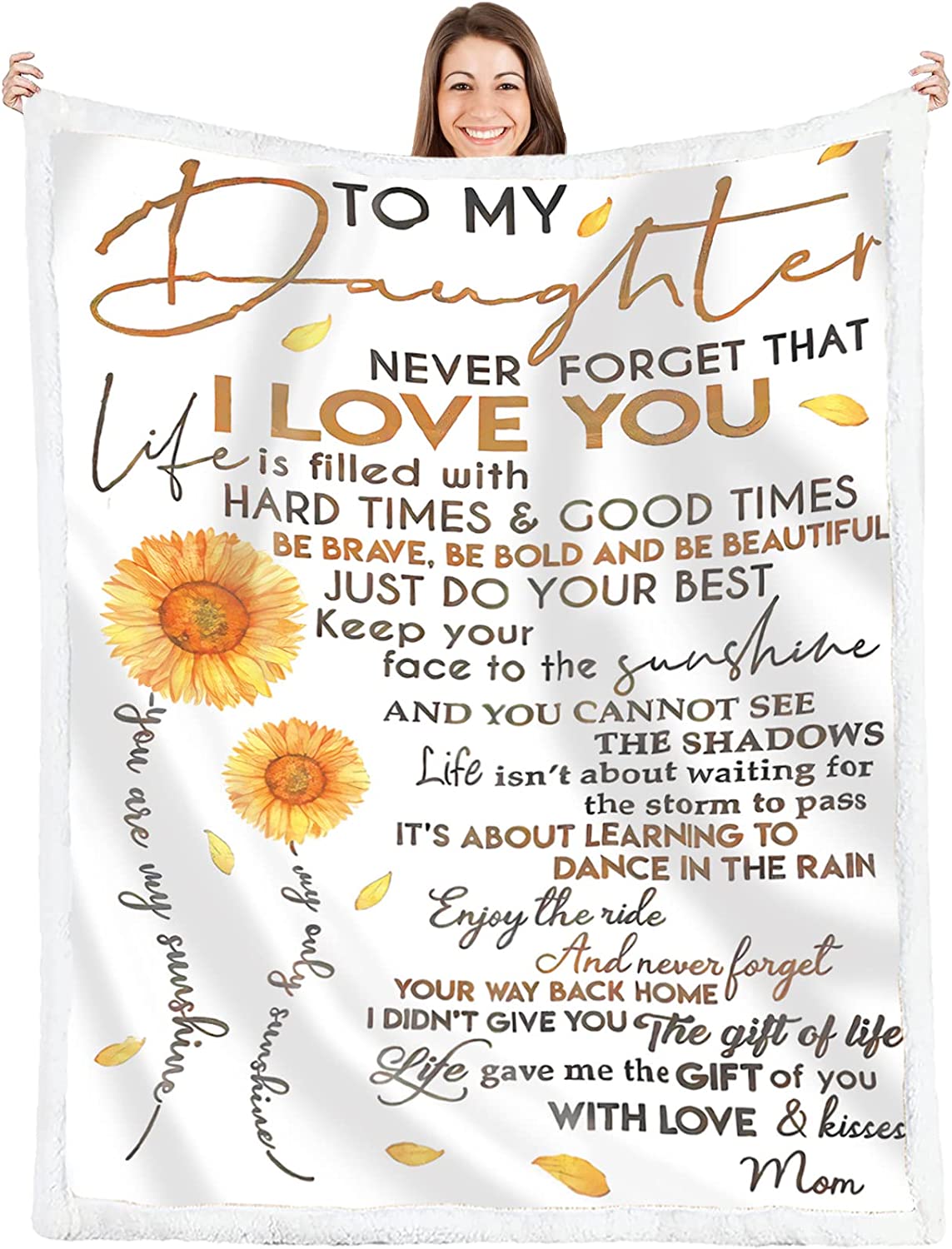 to My Daughter Blanket from Mom,Birthday Gifts for Daughter Adult,Daughter Birthday Gifts Ideas,Daughter Gift from Mom,Daughter Gifts for Christmas,Sherpa Fleece Blanket 80"X60"
