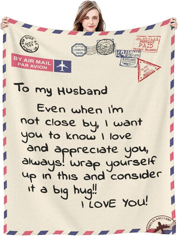 Gift to My Girlfriend Throw Blankets Anniversary Birthday Gift for Women Men, Husband Romantic Fleece Blanket for Bed Couch, Super Soft Flannel Throw Blankets for Christmas Valentines Mothers Day