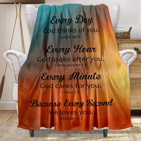 Christian Gifts for Women, Inspirational Bible Verse Blanket Soft Lightweight Religious Healing Warm Blanket for Women 40x50in