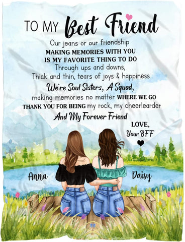 Custom Best Friend Blanket for Friends, to My Best Friends Blanket, Friendship Blanket for Women, Personalized Blanket Gifts for Women, Personalized Blanket to My Bestie Throw Blanket for BFF